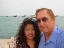 Marko with wife on the shoreline of the Arabian Gulf, Qatar