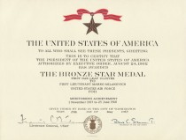 Second of two Bronze Stars Marko received while in the First Mobile Comm Group for duty in Vietnam.